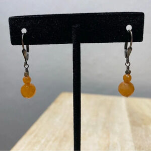 Orange carnelian drop earrings